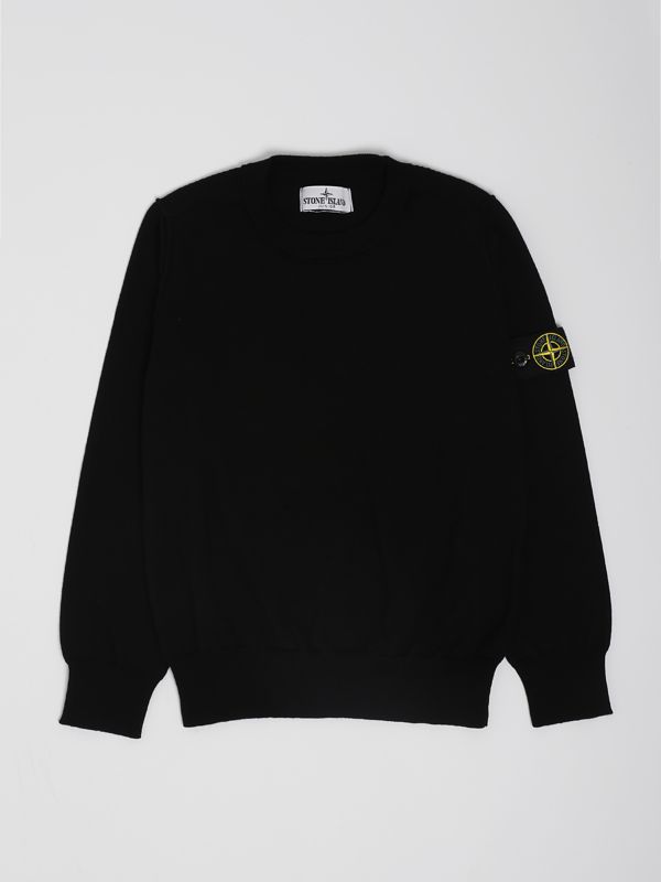 1. Stone Island Junior Baumwollpulli für Jungen Schwarz Stone Island Junior