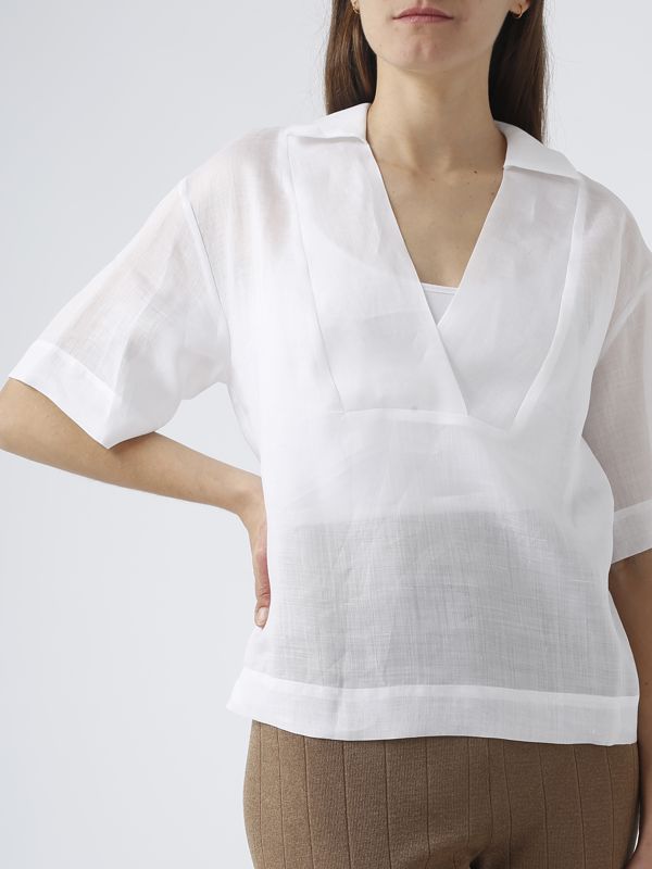 Tシャツ・カットソー MAX MARA STUDIO Women Tunic Tops 2516261041600ZEO001 WHITE Max Mara Studio Bronzo boxy-fit ramie gauze with camisole