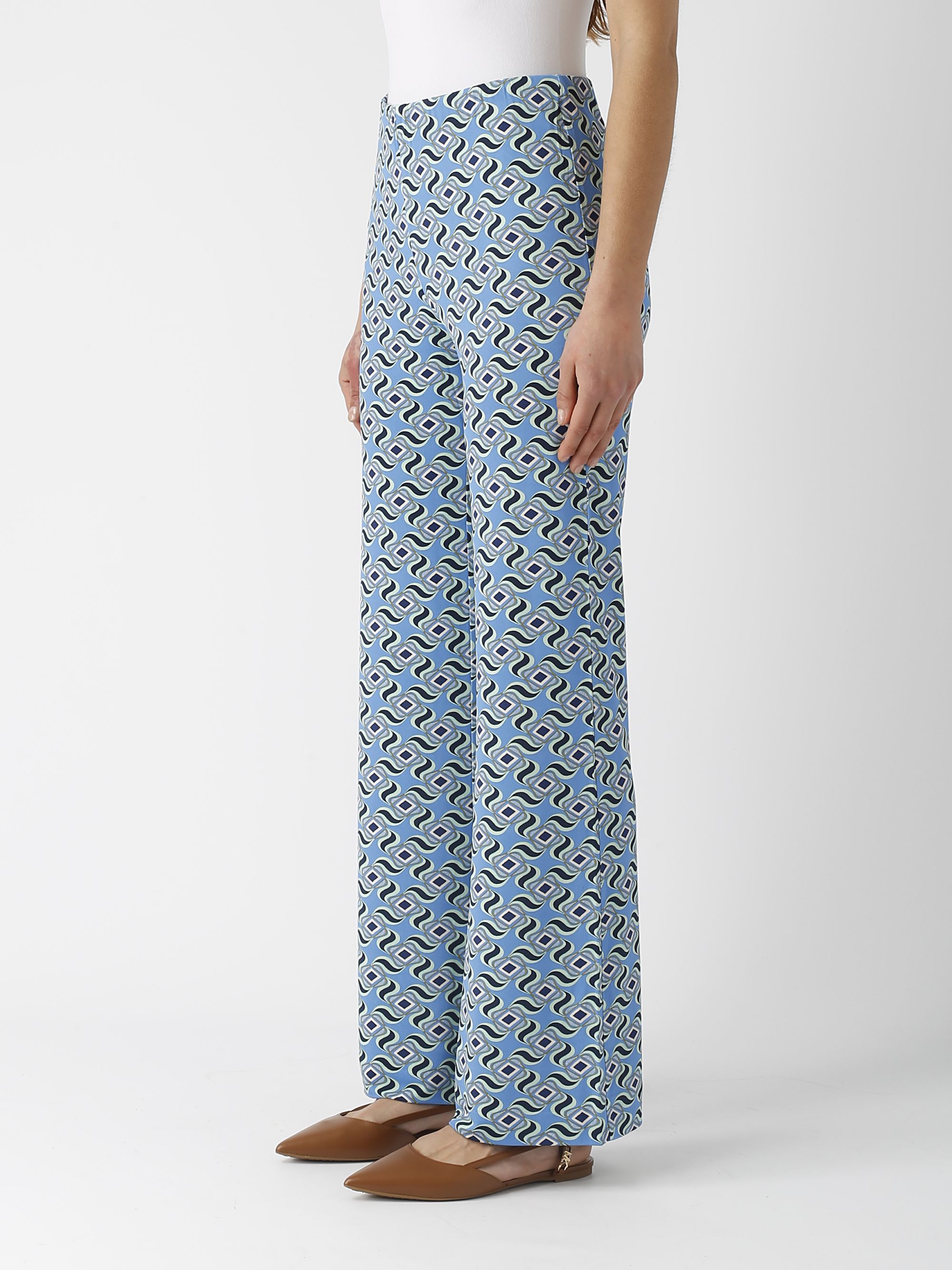 パンツ MALIPARMI Woman Pants Blue JH013050630 D8055 ARABESQUE PRINT TROUSERS in Blue for women | Malìparmi®