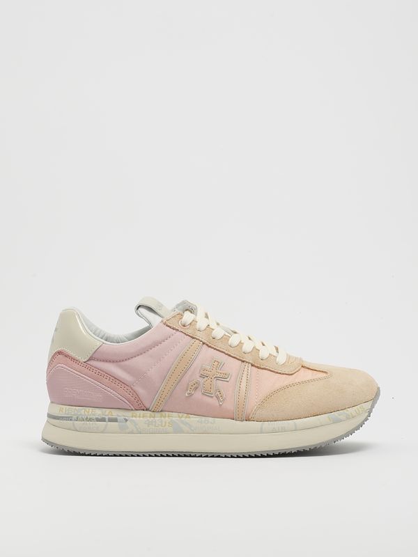 1. Sneakers Premiata Conny 6673 en cuir et tissu pour femme Rose Premiata