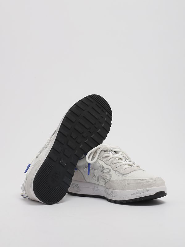 Premiata Nous 6657 laminated leather and fabric sneakers for