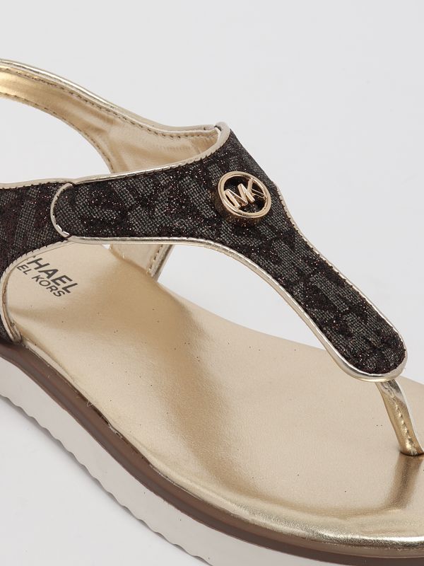 Michael Kors girl sandals flip flops logo mk100980 Black | Caposerio.com