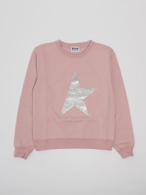 1. Golden Goose Sweatshirt für Mädchen mit Stern-Logo Rosa Golden Goose