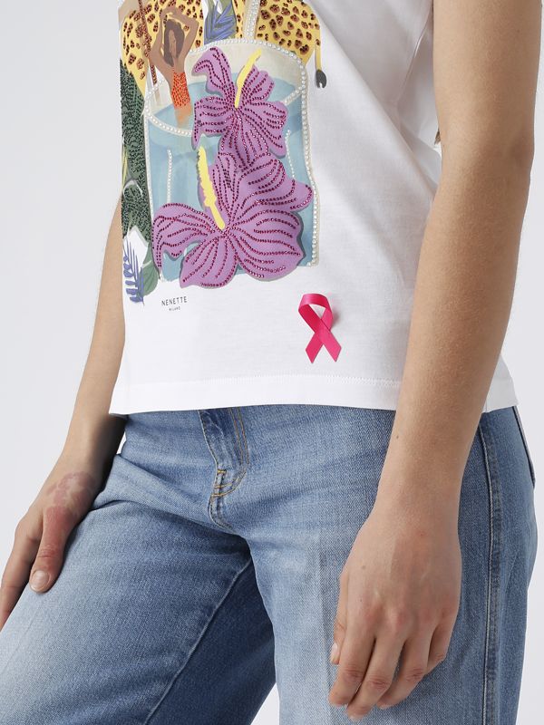 Nenette women's T-shirt in cotton and modal dok White