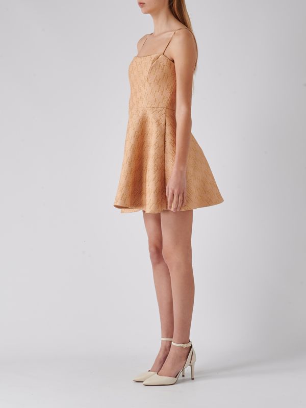 パーティードレス ELISABETTA FRANCHI Knitted dress in floral jacquard Floral jacquard dress with ruffles | Elisabetta Franchi