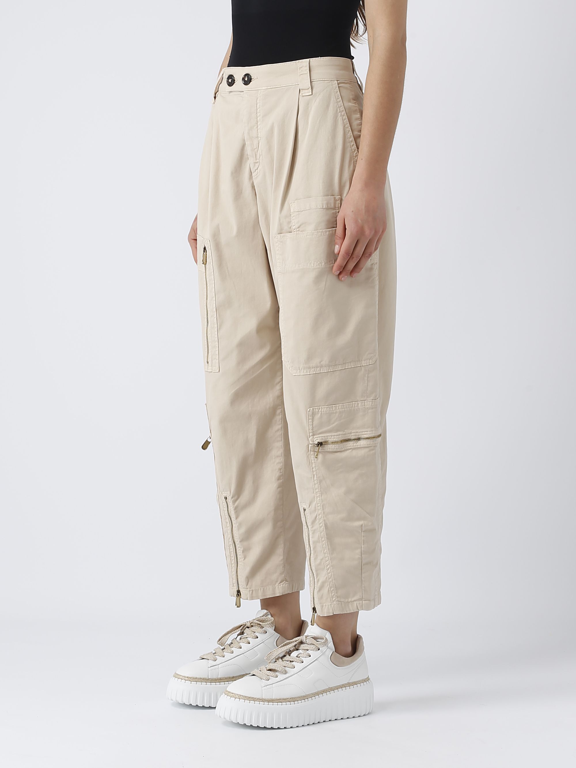 Pinko Matese multi-pocket stretch cotton trousers for women