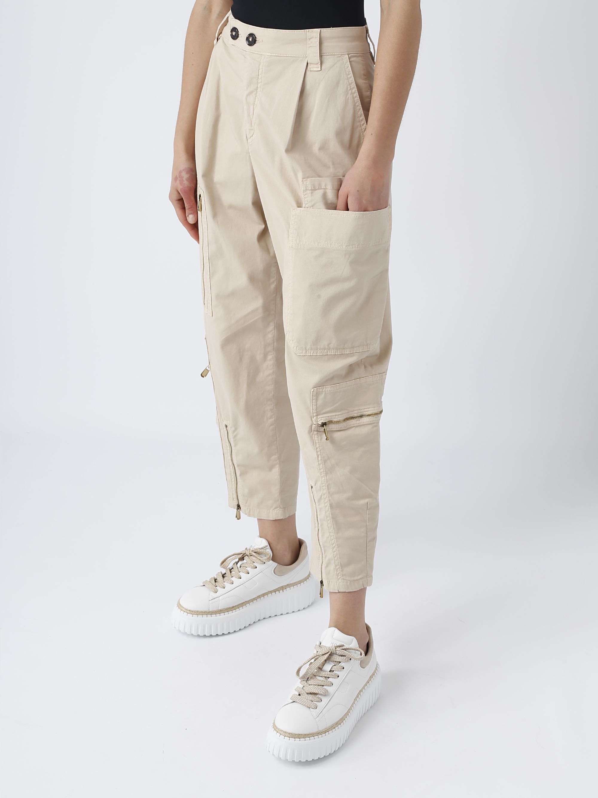 Pinko Matese multi-pocket stretch cotton trousers for women