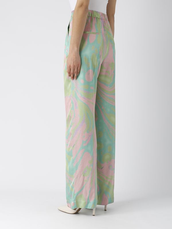PINKO 24SS パンツ マルチカラー Made In Italy Pinko women's pants in shiny satin and multicolor print