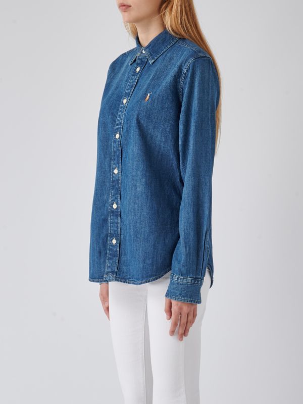 Polo Ralph Lauren women's cotton shirt 211899526 Blue Denim