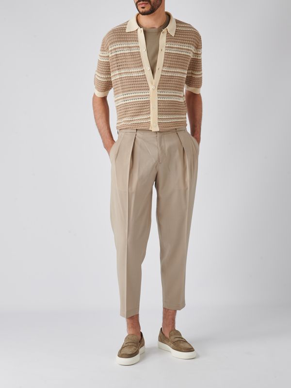 Fay Men's Cardigan in Maglia DI Cotone Beige