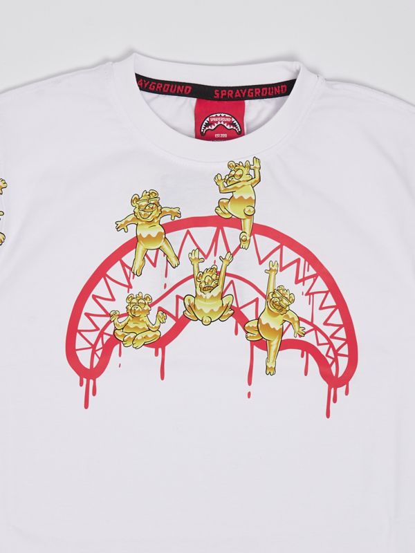 sprayground カラフルTシャツ 落書きデザイン 男女OK 4色 Sprayground boy's short-sleeve cotton T-shirt spy1038 White