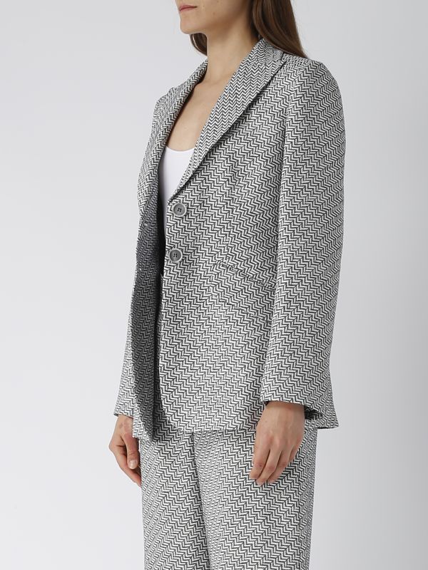 Emporio Armani linen-blend blazer with chevron pattern for
