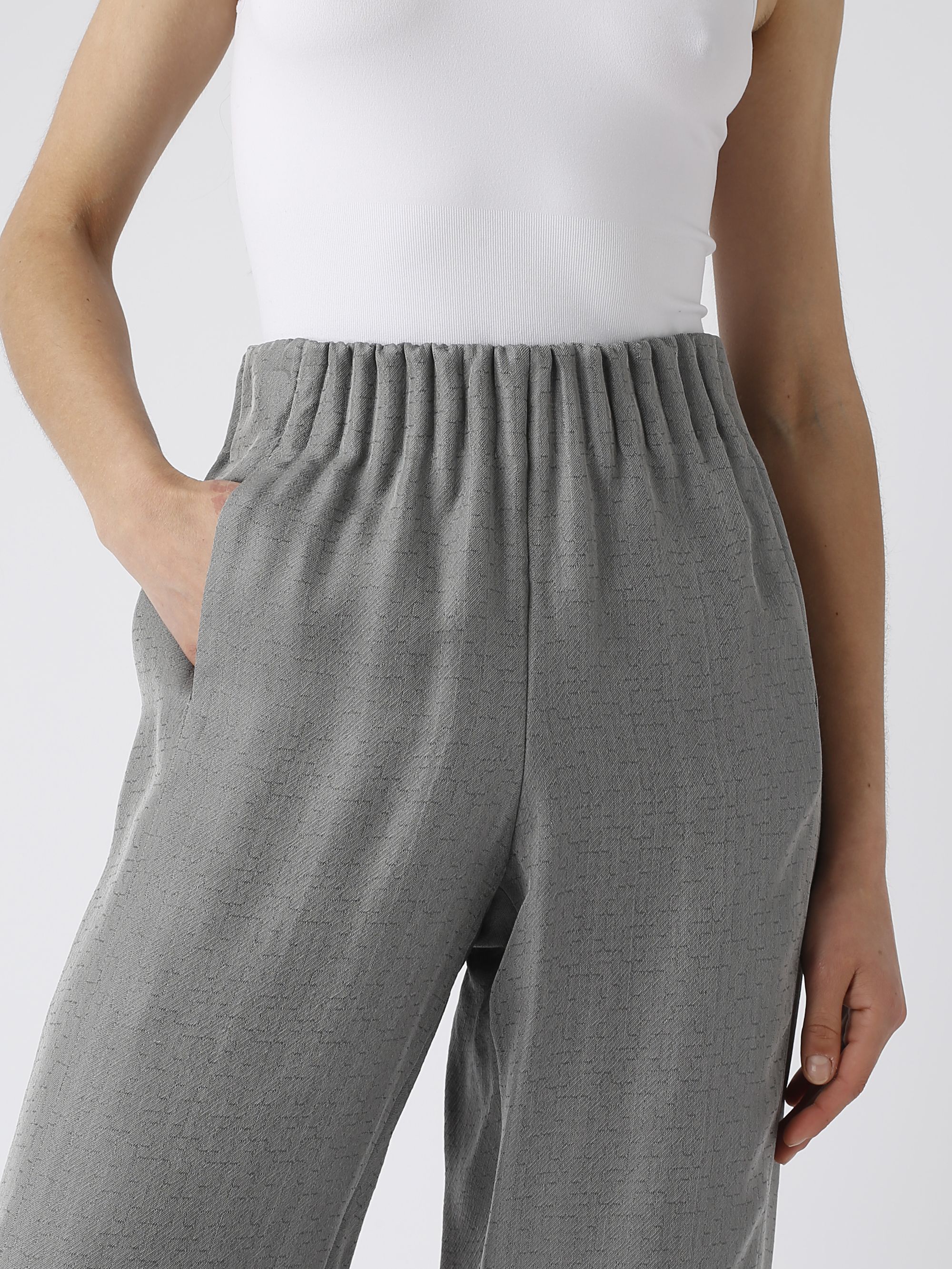 Emporio Armani silk blend trousers with micro-geometric
