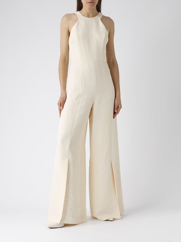 Twinset wide-leg linen-blend jumpsuit for women 241tt2105