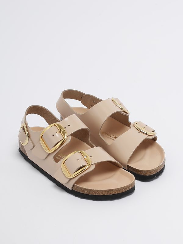 サンダル・ミュール BIRKENSTOCK 1026484 Sandals Sandalo Milano in vernice beige Birkenstock Womens Milano Big Buckle Natural Leather Sandals