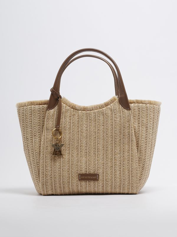 1. Borsa donna Emporio Armani shopper in paglia intrecciata Naturale Emporio Armani