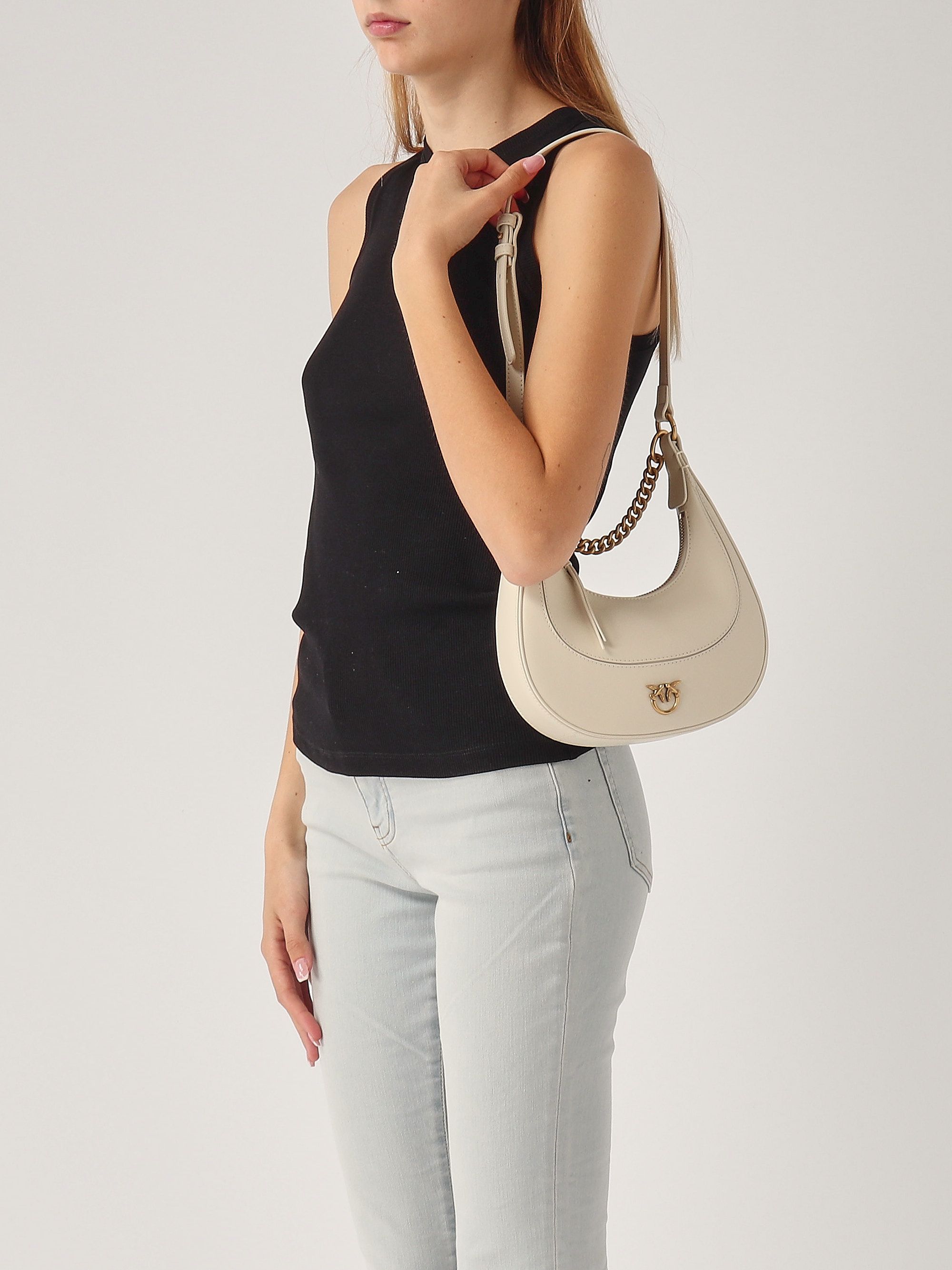 Pinko women's leather hobo bag 101433a0qo White | Caposerio.com