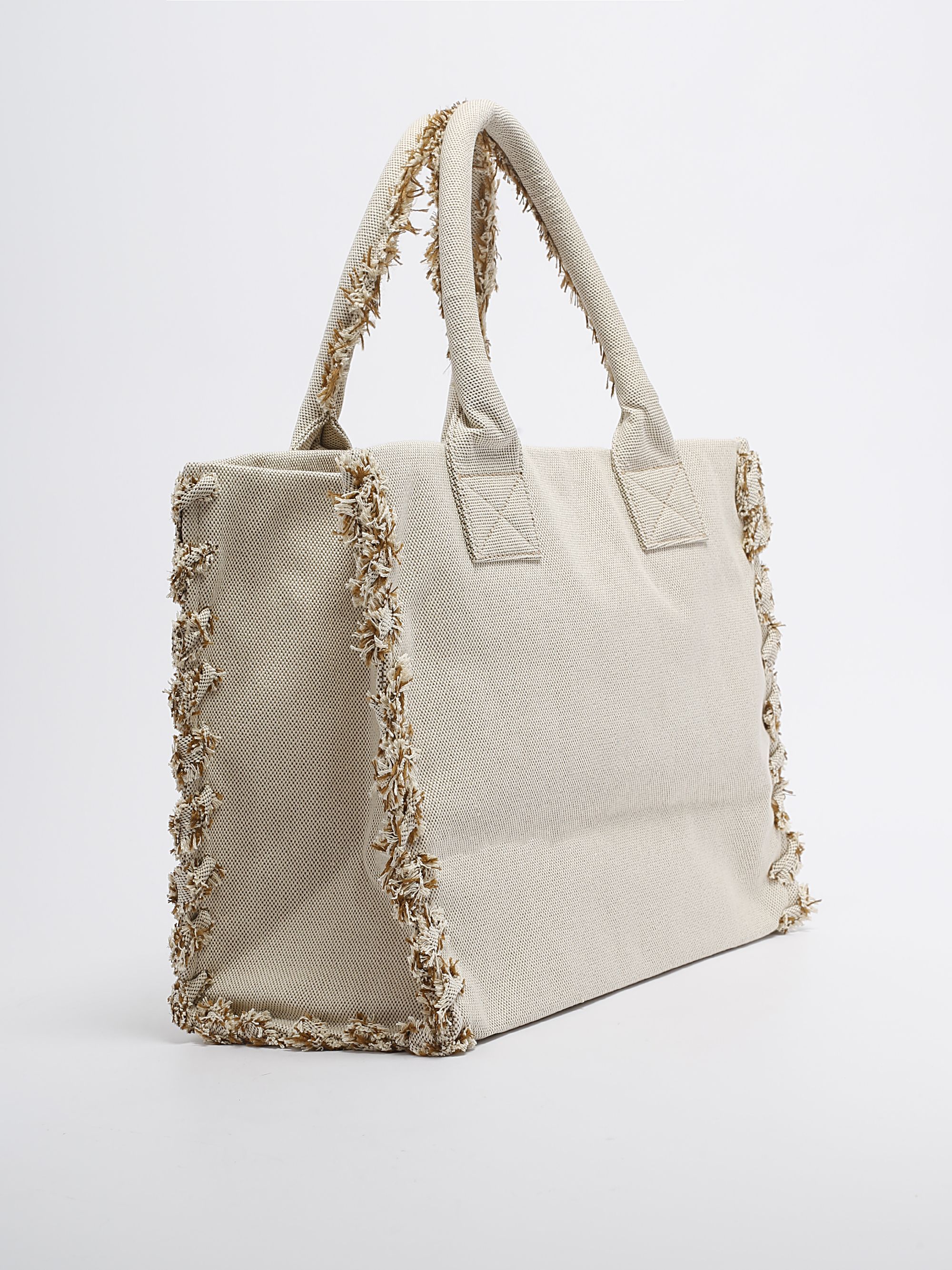 Pinko Beach Shopper recycled canvas tote bag with fringed