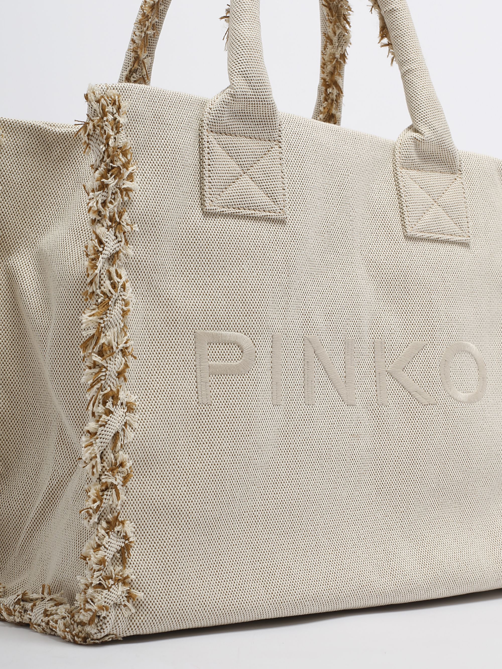 トートバッグ PINKO beach shopper in salt-and-pepper recycled canvas Beach shopper in salt-and-pepper recycled canvas PINKO