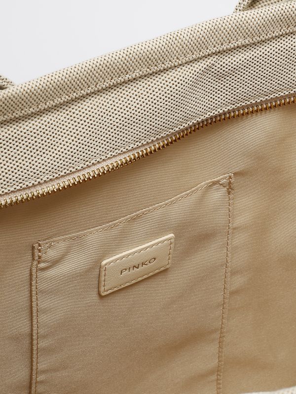 Pinko Beach Shopper recycled canvas tote bag with fringed