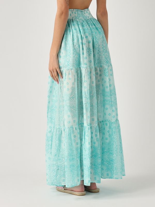スカート MC2 Saint Barth CHEYENNE - Long skirt in cotton and silk. Woman silk voile pleated long skirt Cheyenne – MC2 Saint Barth