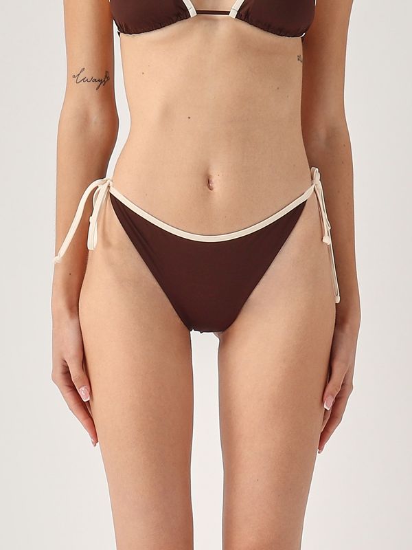 ワンピース水着 MC2 SAINT BARTH Virgo Shiny Bikini Slip with Logo detail Oro MC2 Saint Barth - Lurex Bikini with Ruffled Edges - Gold