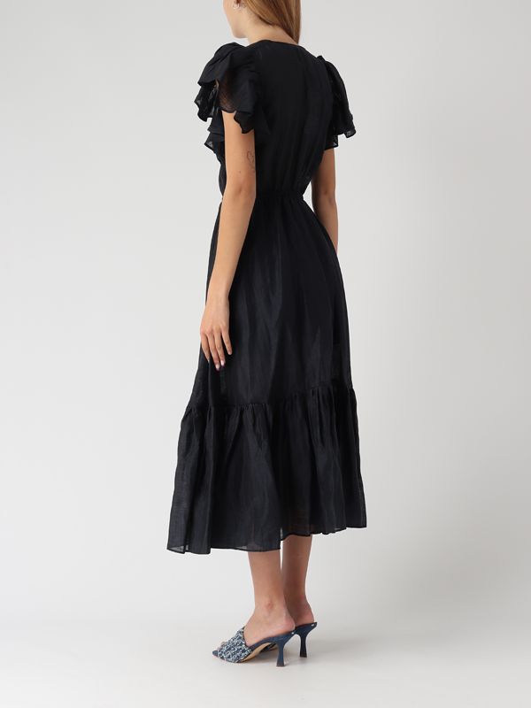 Meimeij cotton dress with ruffled sleeves for women m4ea64