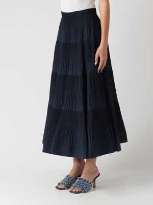 2. Meimeij stretch cotton skirt with ruffles for women Navy Meimeij