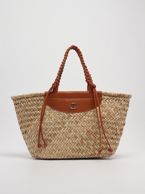 1. Twinset women's woven straw shopper bag Straw-Leather Twinset