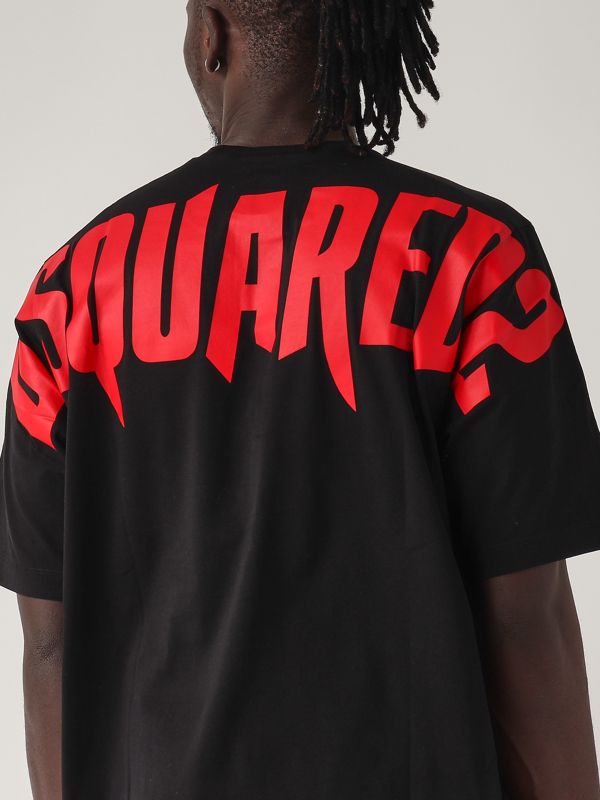 Dsqaured2 cotton T-shirt with rubberized print for men