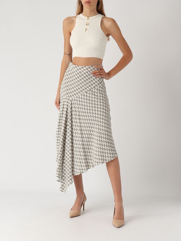 Elisabetta Franchi mid-length asymmetric georgette skirt for