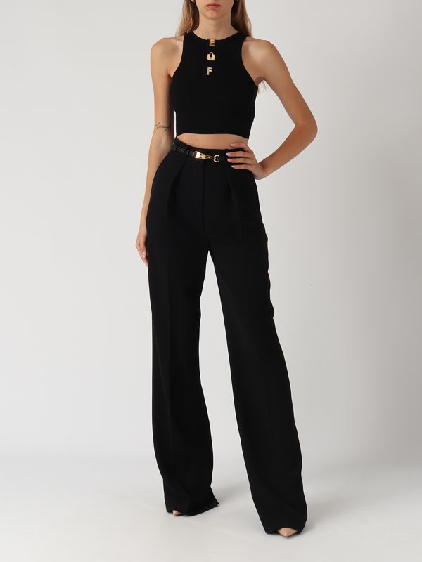 【希少】ELISABETTA FRANCHI ベルベット パラッツォパンツ donna-abbigliamento-pantaloni-