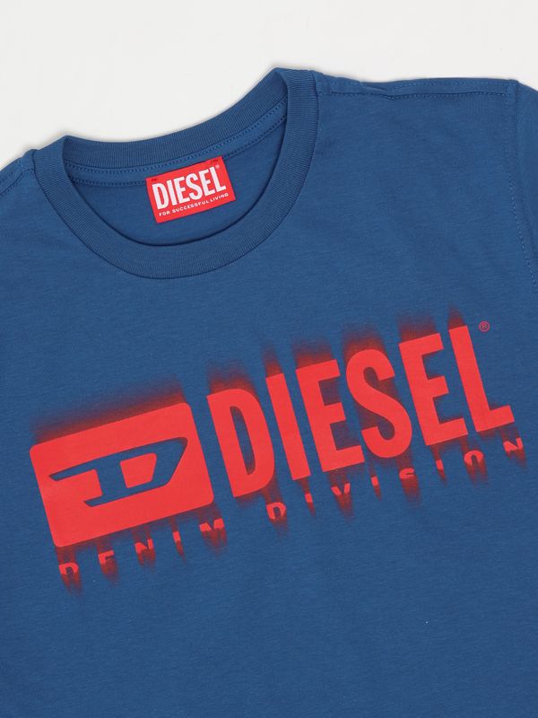 Diesel cotton T-shirt with faded effect front print for boys