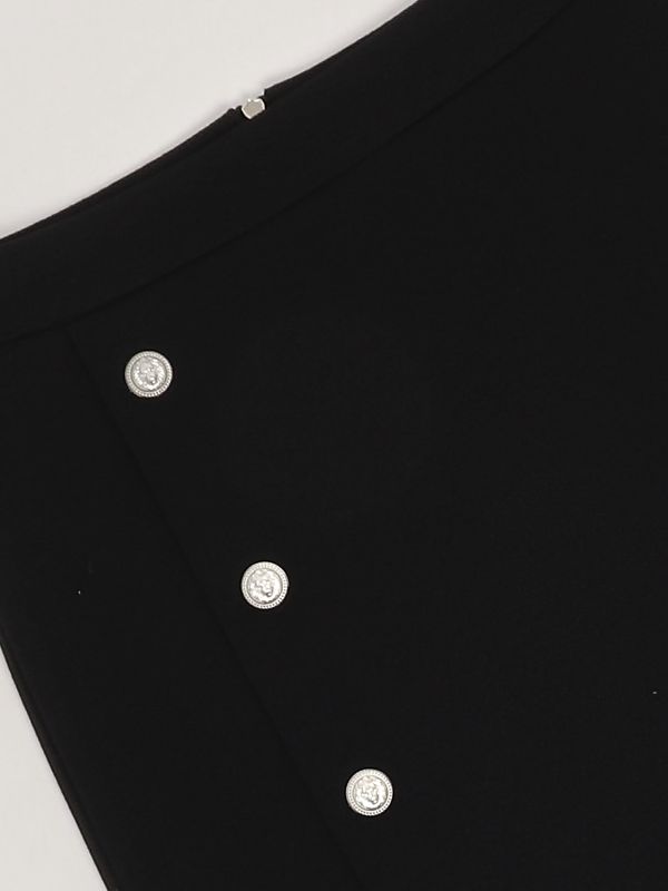 Balmain stretch viscose blend skirt with logoed buttons for
