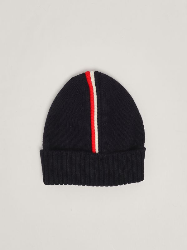 【関税&送料込】Moncler Berretto In Lana Con Logo MONCLER Appliquéd Ribbed Virgin Wool and Cashmere-Blend