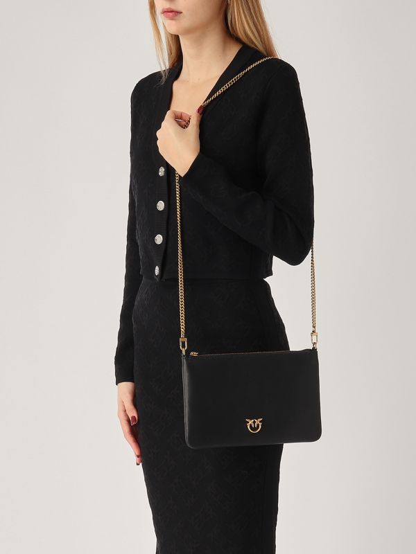 Pinko Flat Classic leather clutch bag with removable