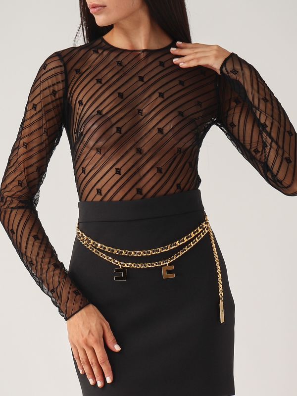 スリップ・インナー・キャミ ELISABETTA FRANCHI BLACK VISCOSE BODYSUIT donna-abbigliamento-top-no-