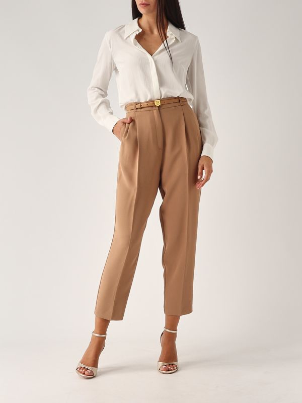 Elisabetta Franchi crêpe trousers with belt for women