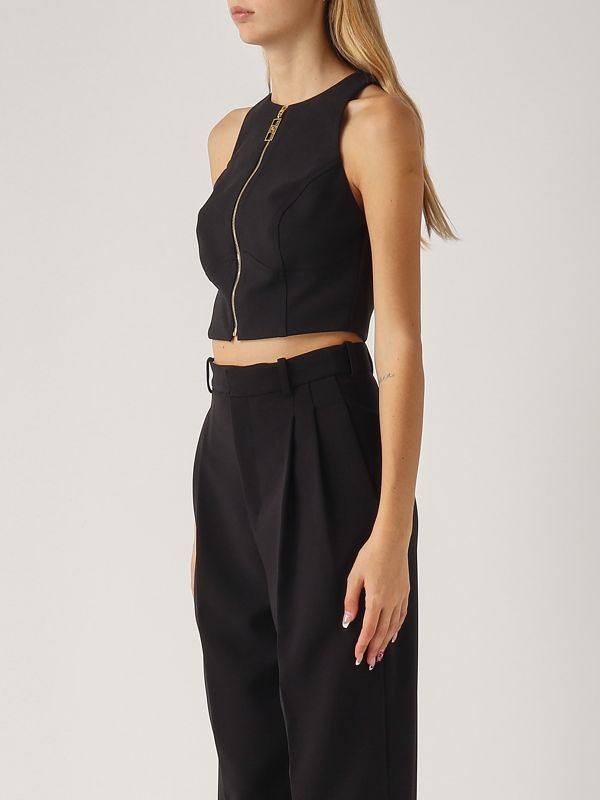 Elisabetta Franchi women's stretch crepe top to00346e2 Black