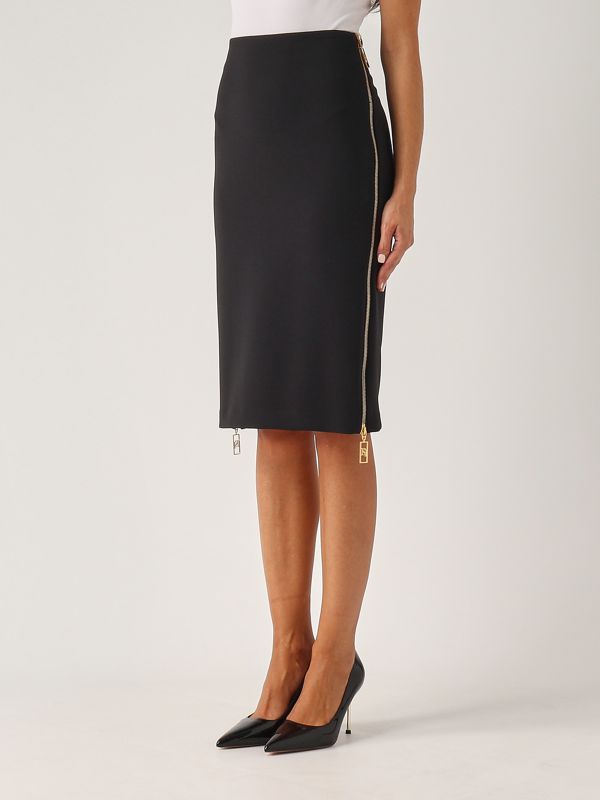 スカート ELISABETTA FRANCHI Woman Skirt Black GOT03 685 Elisabetta Franchi - Asymmetrical Sheath Skirt - Black