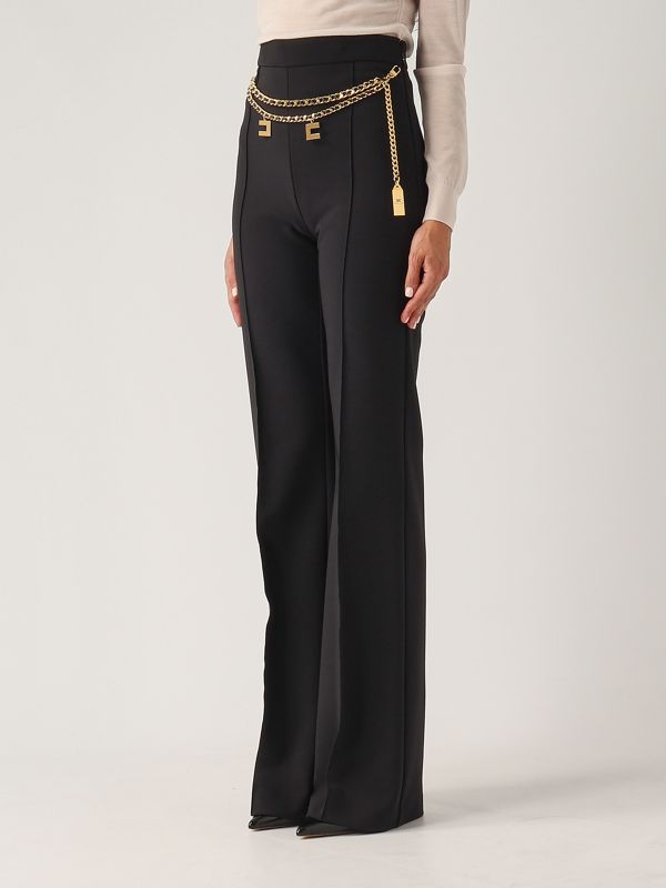 Elisabetta Franchi stretch crepe trousers with belt for