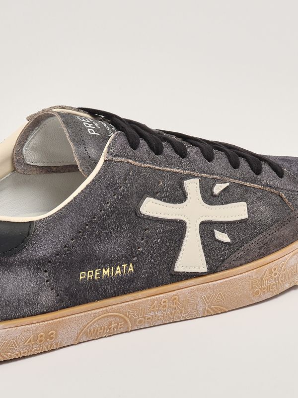 Premiata Steven 7710 Check Appliqué Sneakers - Neutrals