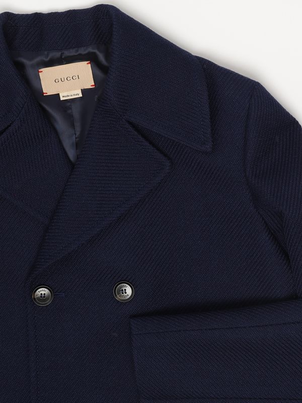 Gucci baby coat in wool and silk blend 784498xwa15 Blue