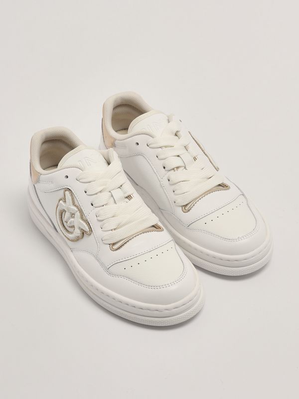 Pinko women's leather sneakers with lurex logo ss0049p035