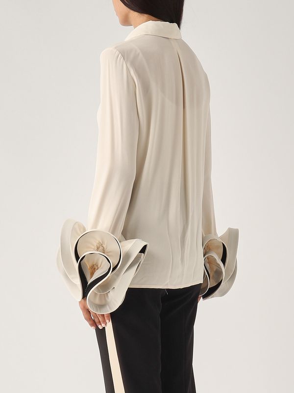 ELISABETTA FRANCHI●ジュエルピン付き ギャザー半袖Tシャツ Elisabetta Franchi women's georgette shirt cb00842e2 Butter