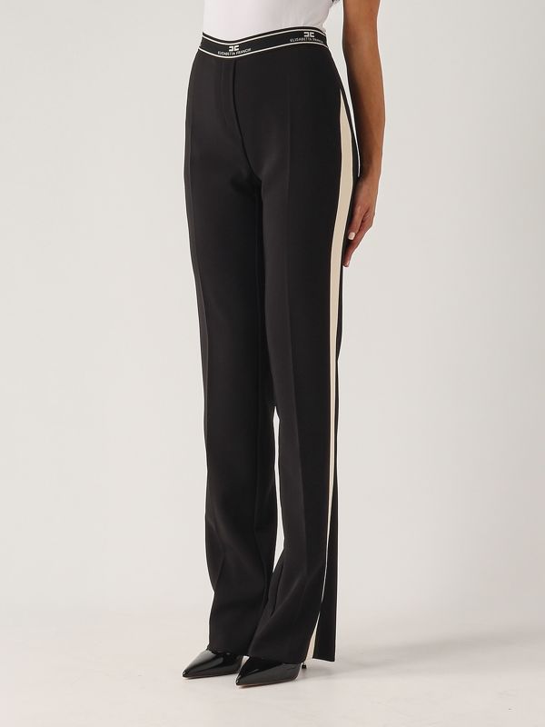 【25SS】 ELISABETTA FRANCHI コントラスト クレープ パンツ 25SS】 ELISABETTA コントラストステッチ クレープパンツ 3色