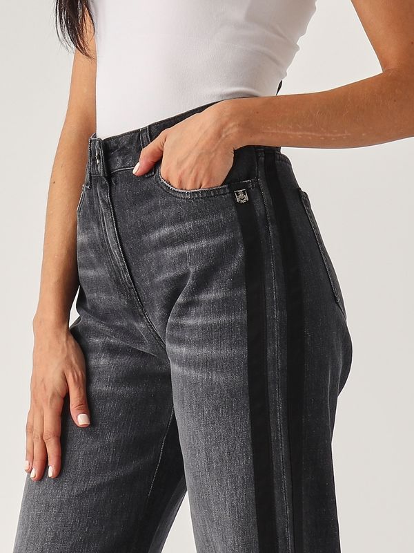 Elisabetta Franchi PJ76I46E2102 関税送料込 Elisabetta Franchi cotton jeans with satin bands for women