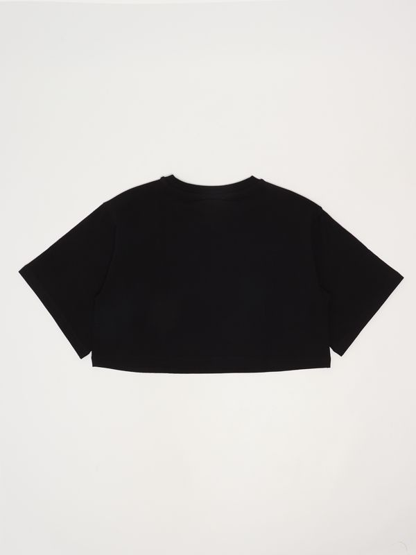 Tシャツ・カットソー MOSCHINO Women Tunic Tops 0418 J0803 0555 Black Moschino Boutique Piercing Logo black over T-shirt
