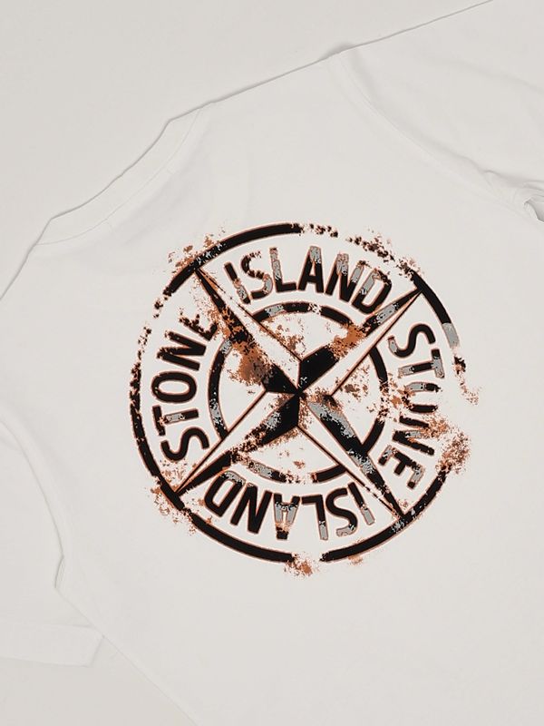 Tシャツ・カットソー Stone  T-Shirt In Cotone Con Logo Stone Island - Logo cotton t-shirt White - The Corner