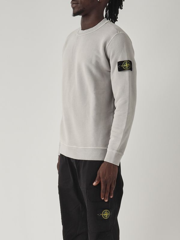 【STONE 】Organic Cotton Fleece Sweatshirt/送料込み Stone Island Organic cotton fleece sweatshirt | MELANGE GREY